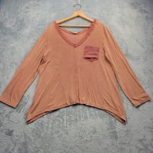 POL Womens Blouse Size Small Boho Shabby Chic Ribbed Eyelash Trim Neckline